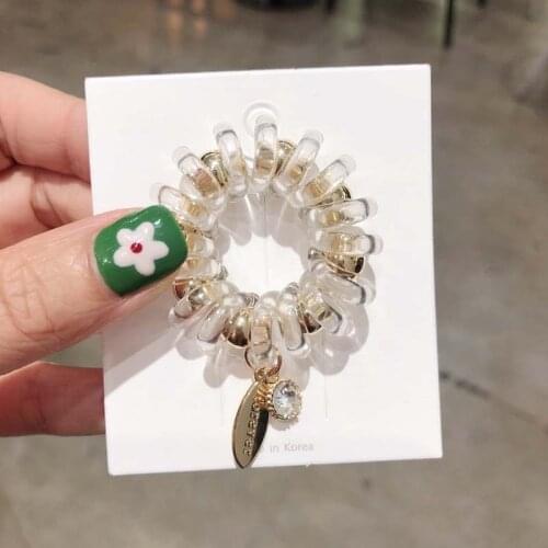 Pearl Crystal Head Ties for Women Fashi9on Telephone Line Hair Bands Girl Hair Accessories