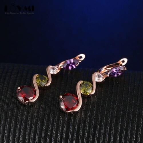 Lovmi 2021 Hot Sliver Women Earrings Trend Fashion With Colorful Crystal Zircon Spiral Gold Earring Hoop Jewelry For Gift