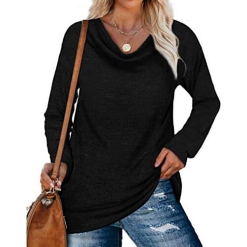 Sweatshirts for Women Long Sleeve Cowl Neck Tunic Tops Fall Shirts Lightweight Solid Color Basic T-shirt Blouse Top for Autumn
