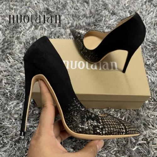 2021 Women Pumps Snake Pattern Super High Heels Sexy Ladies Pointed Toe Stiletto Pumps Slip on Heeled Party Shoes Woman