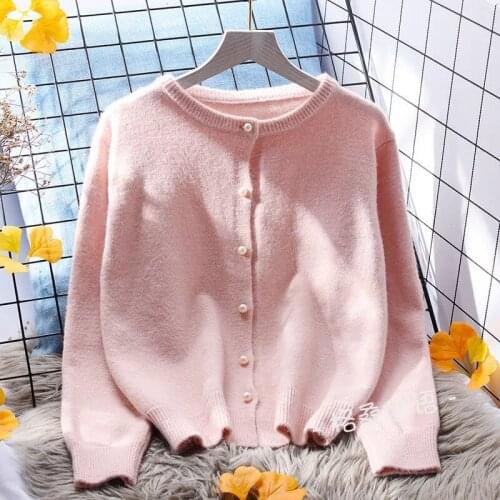 Women Autumn Casual Knitwear Sweater O Neck Solid Cardigan Long Sleeve Ladies Sweaters Winter Crop Cardigans