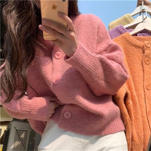 2021 Womens Sweater Womens Outer Wear Autumn And Winter Loose Korean Style Lazy Style Japanese Knitted Cardigan Jacket H409
