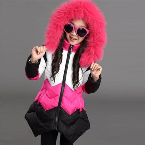 2021 Winter 6-14Y Children Parkas Girls Winter Coat Thick Fur Collar Coat Large Padded Winter Jacket Girl Child Kids Parkas
