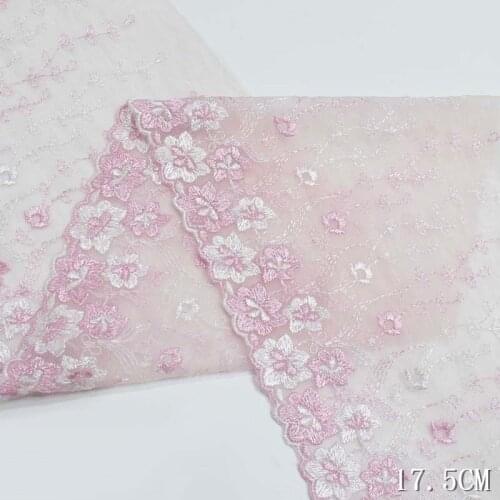 1kg About 42Yds Floral Embroidery Lace Trim Pink Light Yellow Mesh Fabric Edge Ribbon For Lingerie Underwear Dress Bra Decor