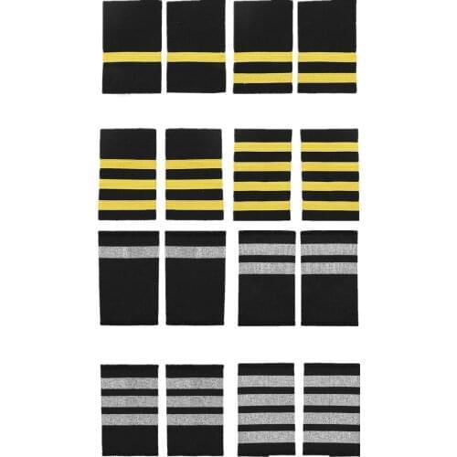 1Pair Pilot Captain Gold Stripes Bar Epaulet Professional Pilot Shirt Uniform Epaulets Shoulder Boards Epaulette Clothing Badges