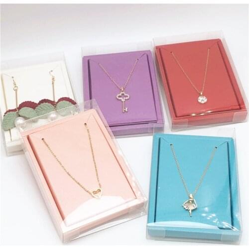 12set Necklace Card Clear PVC BOX Gift Box Various colours Necklace Pendent Box / Earring Case Candy Case Drawer Kraft