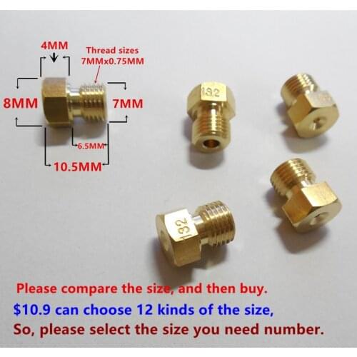 12pcs main jet / pack)Taikai motorcycle carburetor hexagonal main jet 7MM thread suitable for Y28V SRZ150 JYM150 JS150