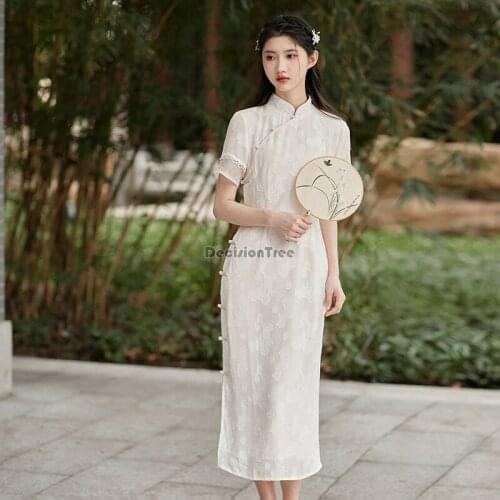 2021 silk cheongsam dress lace qipao vintage dress elegant chinese dress lace cheongsam modern dress elegant party dress qipao
