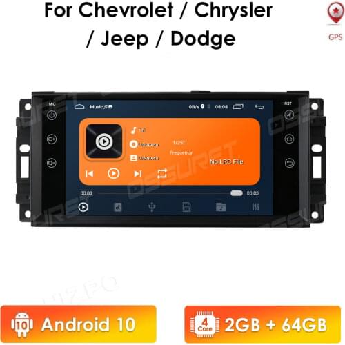 4Core 2G+64G 2din Android10 Car GPS for Jeep Cherokee 2009 2008 2010 Wrangler car stereo for Dodge radio for Chrysler autoradio