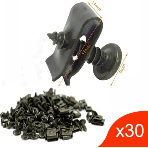 30set/lot Motorcycle Car Scooter ATV Moped Ebike Plastic Cover Metal Retainer Self-tapping Screw and Clips M4 M5