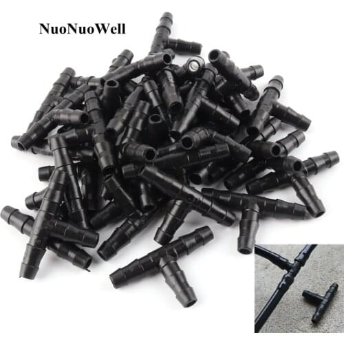 300/500pcs 4/7mm Hose Tee Connectors Drip Irrigation Home Garden Plants Flower Automatic Watering System Sprinklers Joints