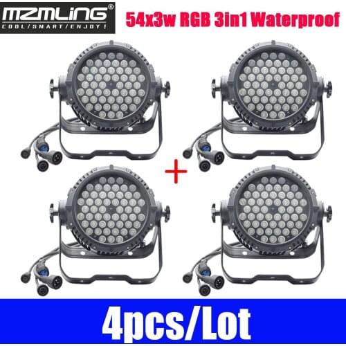 4pcs/Lot 54x3w RGB 3in1 Waterproof Par Light DMX512 LED Stage Light DJ /Bar /Party /Show LED Stage Machine