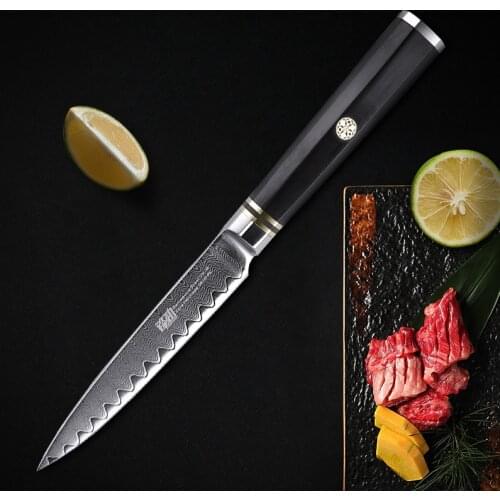 5" inch Utility Knife Chefs Sharp Blade 67 Layers Damascus Steel Pro Kitchen Knives Paring Ebony Octagonal Handle Quality tools