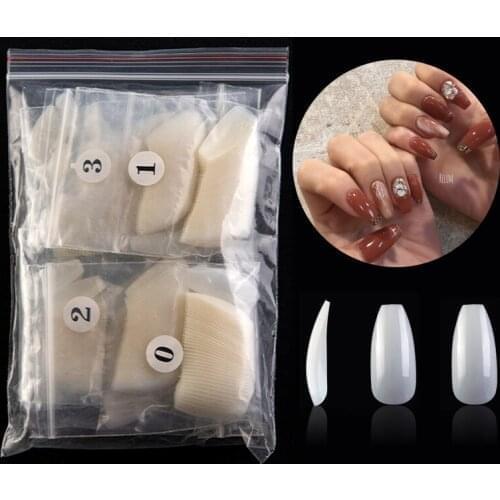 500pcs/Bag Reusable Ballerina Full Nail Tips ABS Acrylic Press on Fake Nails Coffin Shape Professional Nails DIY Salon Tools