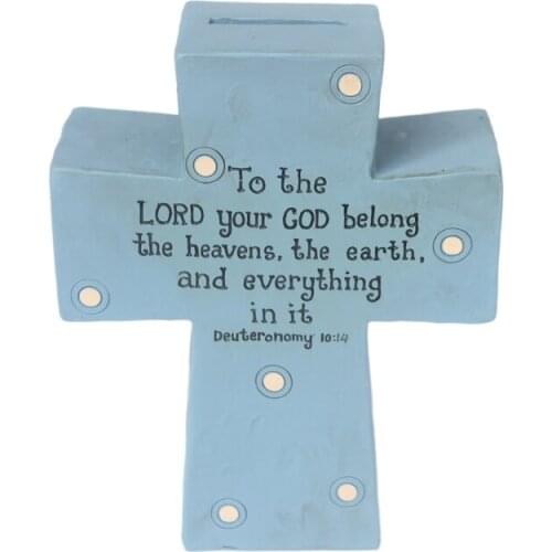 Home Decoration Accessories Piggy Bank Money Box Cross Shape Bible Inscription Sunday Day Good Special Gift Counter Coin Box