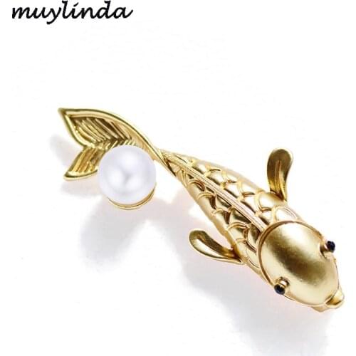 Muylinda Chinese Style Fish Brooch Pin Banquet Party Brooches Jewelry Women Costume Clothes Pins Scarf Clip Best Gift For Women