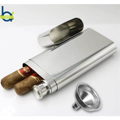 OBR Stainless Steel Wine and Cigar Case with Funnel Cigarette Box Hip Flask Liquor Tube Outdoor Bottle Beer Whiskey Drinkware