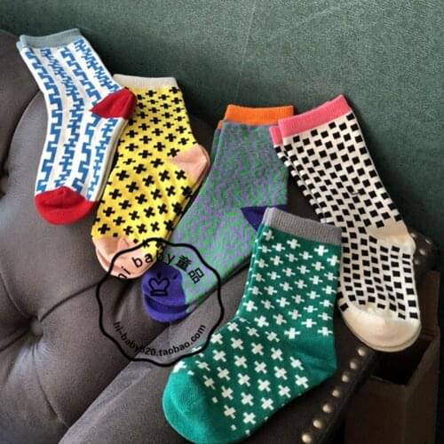 Childrens Socks Boys And Girls Cotton Socks Geometry Spring And Autumn