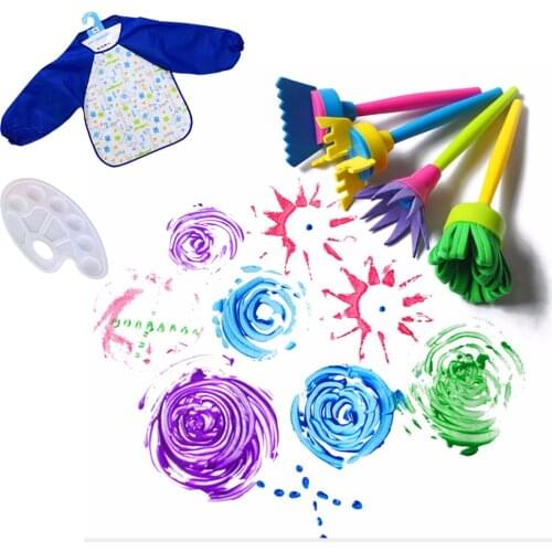 DIY Flower Graffiti Sponge Art And School Supplies Brushes Seal Painting Tools Funny Drawing Toys Creative For Children18Pcs Set