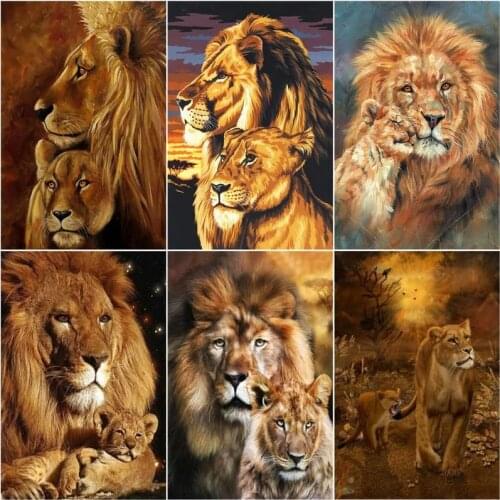 GATYZTORY DIY Pictures By Number Lion Animal Kits Home Decor Painting By Numbers Drawing On Canvas Handpainted Painting Art Gift