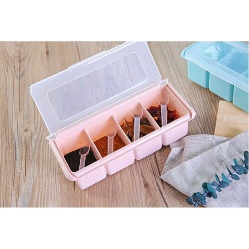 1PC Plastic PP Kitchen Seasoning Boxes Spices Salt Sugar Beans Jar Container with Lid Condiment Holders 3 or 4 Lattice LF 206