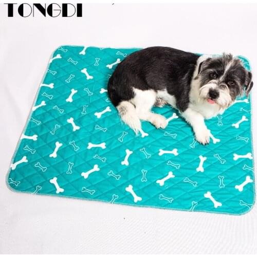 TONGDI Pet Puppy Dog Cat Pee Pads Mat Carpet Rug Cartoon Printing Waterproof Reusable Diaper Urine Training Travel Eco-friendly