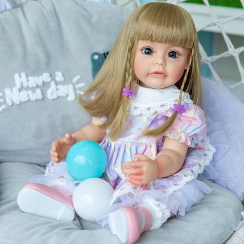 55cm/21in Baby Dolls Reborn Girl Doll Nurturing Doll Realistic Handmade Full Body Soft Toy w/ Blonde Hair Popular Gift
