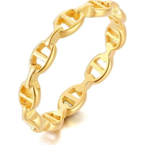Mariner Anchor Link Chain Ring Stainless Steel Charm Stackable Statement Finger Rings