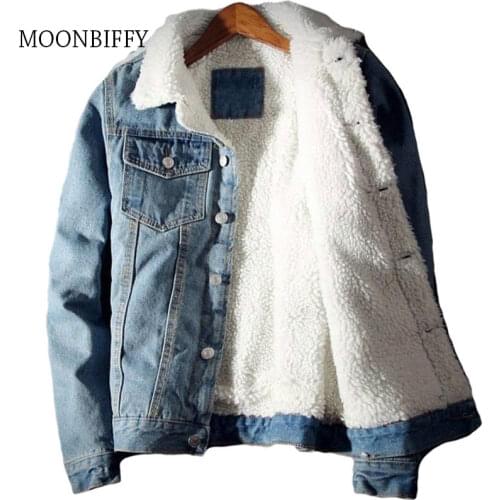 Men Denim Jacket Trendy Winter Warm Fleece Coats Mens Outwear Fashion Jean Jackets Male Cowboy Casual Clothes