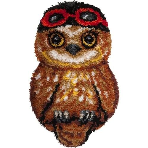 Latch Hook Rug Kit, Owl Pattern Printed Canvas DIY Rug Crochet Yarn Kits Tapestry Embroidery kits Hobby Decoration 24"x39"