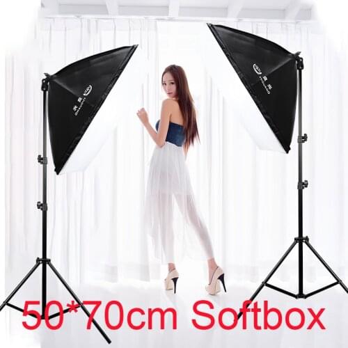 Photo Studio Softbox Kit 50*70cm 100-240V E27 Lamp Holder with 2M Tripod Photographic Lighting Selfie Light for Phone Camera