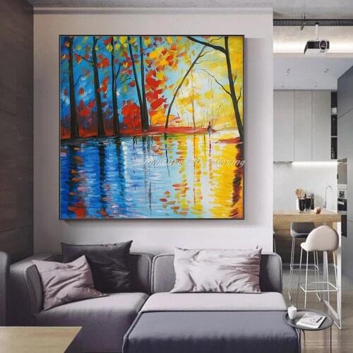 Free Shipping 100% Handmade High.Q Modern Wall Art Dreamland Palette Knife Landscape Oil Painting On Canvas Home Decoration