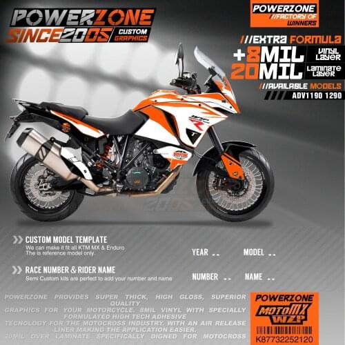 PowerZone Custom Team Graphics Backgrounds Decals 3M Stickers Kit For KTM ADV 1050 1090 1190 1290 120