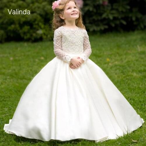Long Sleeves Flower Girl Dresses for Wedding Birthday Party