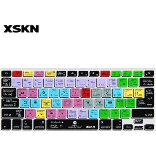 XSKN Software After Effects Shortcuts Silicone Keyboard Cover Skin for Macbook 13 15 17 Inch Before 2015 US&EU Common Version