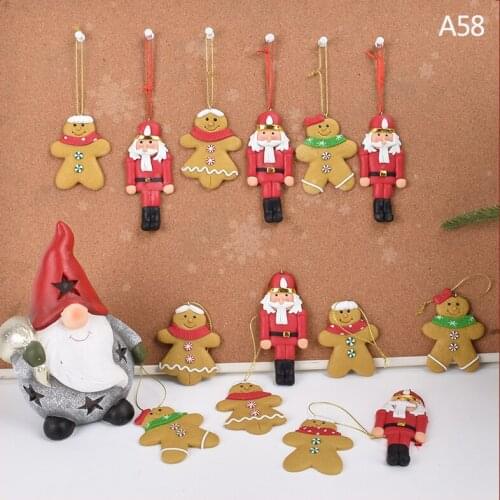 Christmas decorations bread earth gingerbread man walnut soldier shape pendant Christmas tree window scene dress up pendant