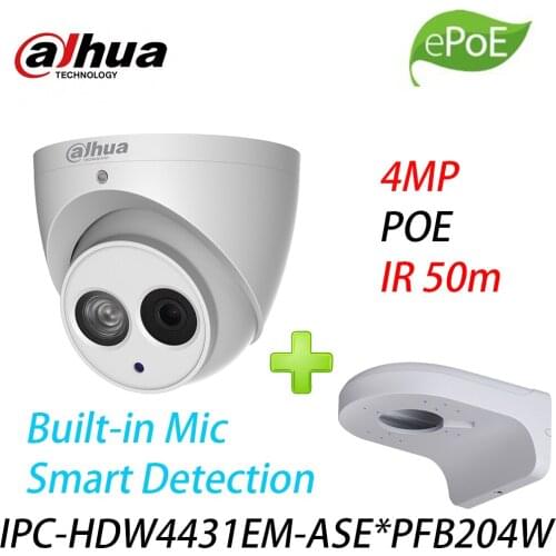 Dahua IPC-HDW4431EM-ASE IR50m eye network camera built-in microphone upgrade IPC-HDW4431EM-AS with logo With Wall Mount PFB204W