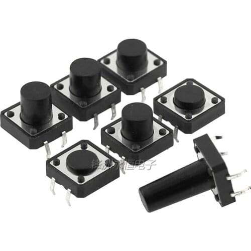 50PCS/lot Tact switch Jog button 12*12*4.3/5/6/7/8/9/10/11/12/13/14MM DIP 4PIN
