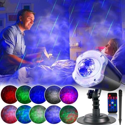 Galaxy Starry Night Lamp Outdoor LED Star Projector Night Light Ocean Wave Projector with Music Bluetooth Remote Control