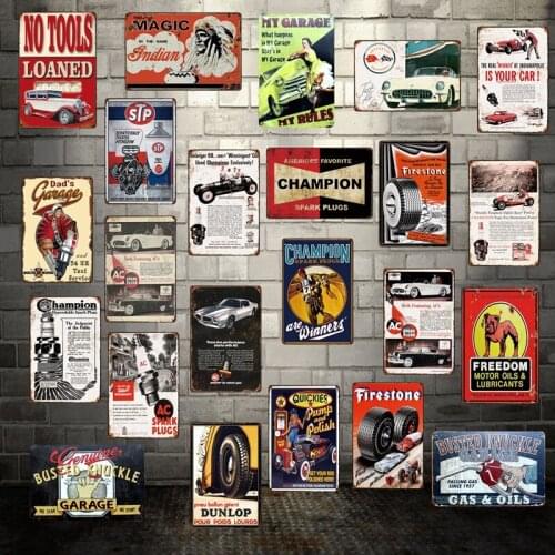 [ WellCraft ] SPARK PLUGES Garage Tire Tin Signs Wall Plaque Custom Metal Painting Antique Gift bar Pub Decor LT-1712