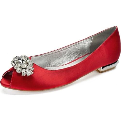 Creativesugar lady block heel flats open toe slip on evening dress shoes oval crystal brooch bridal wedding party prom ball flat