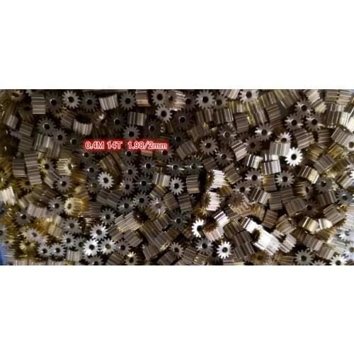 0.4M 14T copper gear Hole 2 mm 1.98 mm 4L shaft gear Outer diameter 6.4 mm 4 mm thick