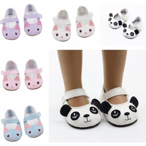 1Pair PU Leather Shoes For Fit 18 inch Girl Doll Shoes As For 43cm Born Babe Doll Accessories Toy Girl Gift Dress Up Toys