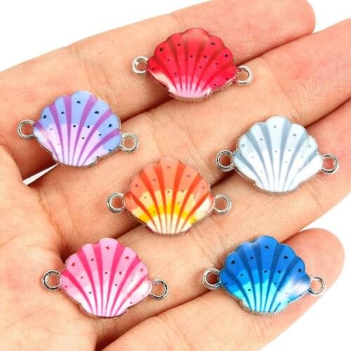 10pcs Colorful Random Shell Enamel Alloy Connectors Bracelets Charms For DIY Necklace Accessories DIY Fashion Jewelry Finding