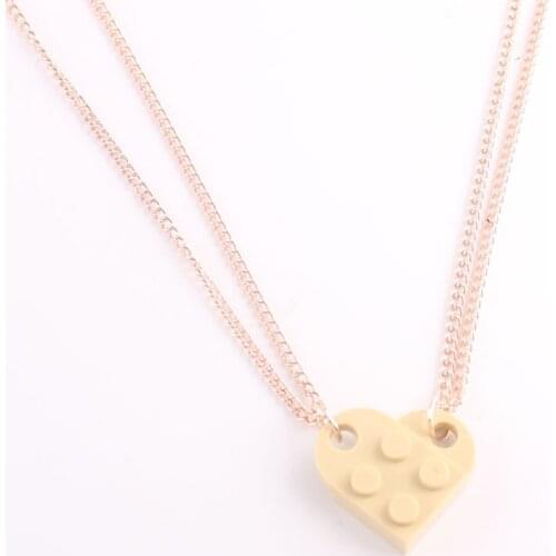 Gold Rose Color 2Pcs Minimalist Lovers Matching Friendship Heart Pendant Creative Couple Heart Necklace Jewelry Gift