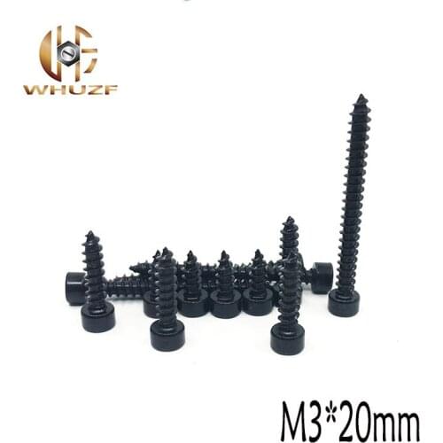 20pcs M3*20 M3X20 Black Hex Hexagon Socket Cap Head self tapping screw Model Screw