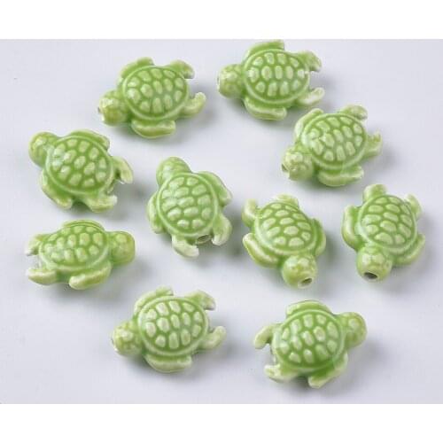 20Pcs Mini Tortoise Handmade Bright Glazed Porcelain Beads Colorful DIY Necklace Bracelet Earring Charms Jewelry Making Supplies