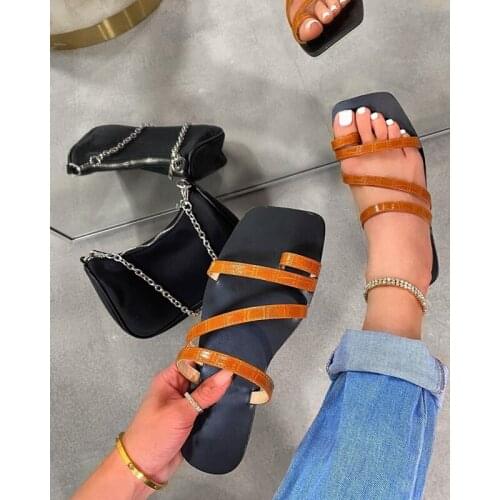 2021 Summer Flat Sandals Fashion Open Toe Sexy Slippers Outdoor Casual Womens Shoes Plus Size 43