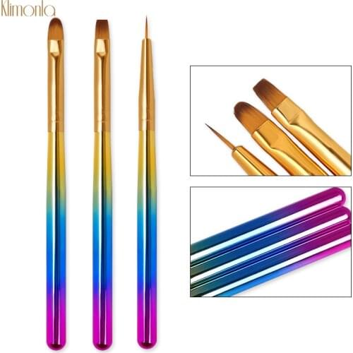 3Pcs/set Nail Art Painting Pen Gradient Colorful Handle Nylon Hair Drawing Brush Manicure Makeup Beauty Tool New Drawing pens