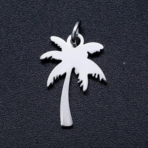 5pcs/lot 21*13mm Stainless Steel Coconut Tree Pendant Bracelet Charms DIY Crafting Jewelry Making Handicraft Accessories